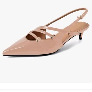 Top Moda Anteikira 2 1/2" heel slingback pumps. nude patent leather size 5.5 NWT